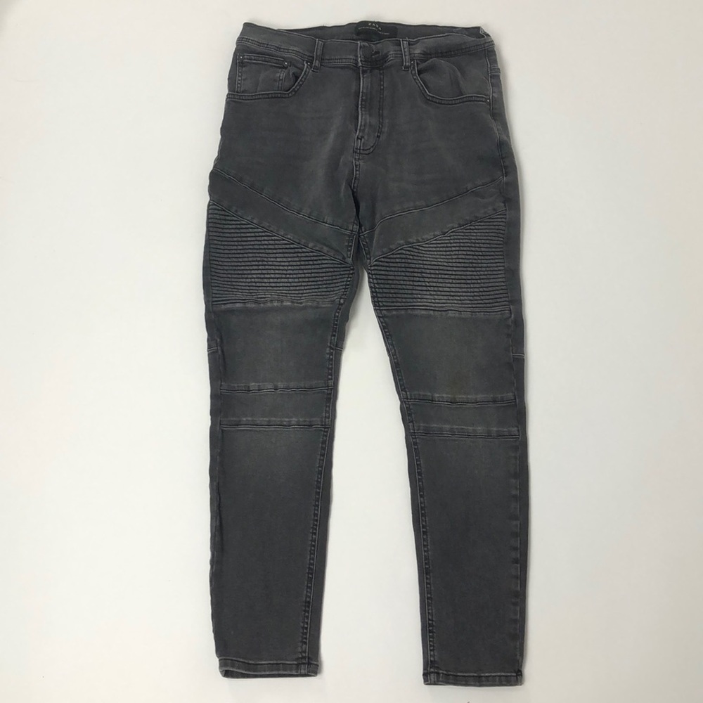Zara Charcoal Gray Moto Jeans Size 32
